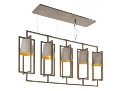 Thomas Griem Hurricane Antique Brass 5 Light Long Chandelier